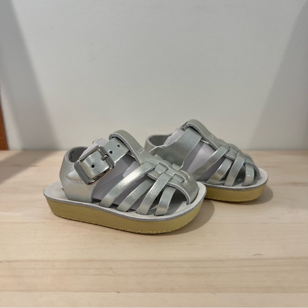 Saltwater NEW Silver Leather Sailor Sandals Size 0